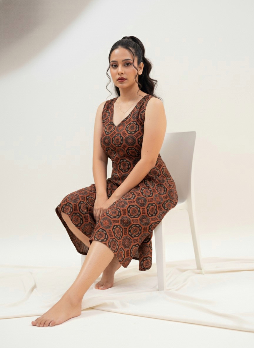 Ajrakh Cotton Dress - Image 3